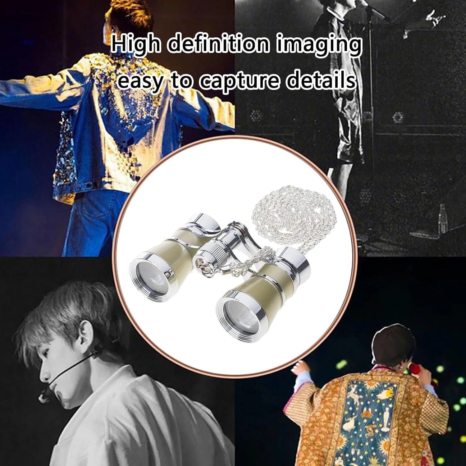 دوربین تئاتر فلزی زنانه دخترانه با زنجیر، دوربین کوچک قابل حمل