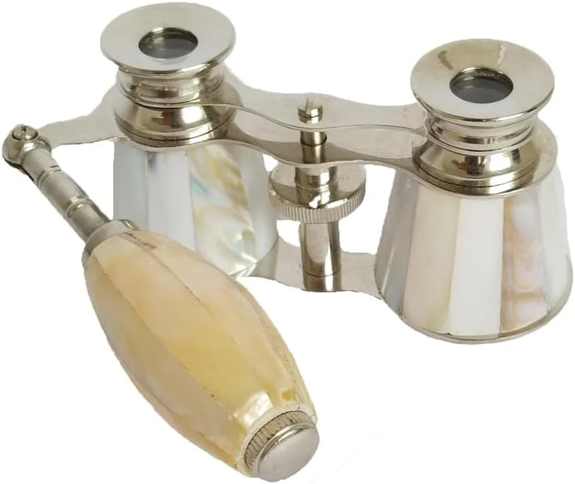 دوربین تئاتر با روکش نیکل - دوربین شکاری ظریف برای کودکان و بزرگسالان با دسته تاشو، دوربین تئاتر قابل حمل، دوربین شکاری کوچک قدیمی برای کنسرت ها، هدیه برای بانوان