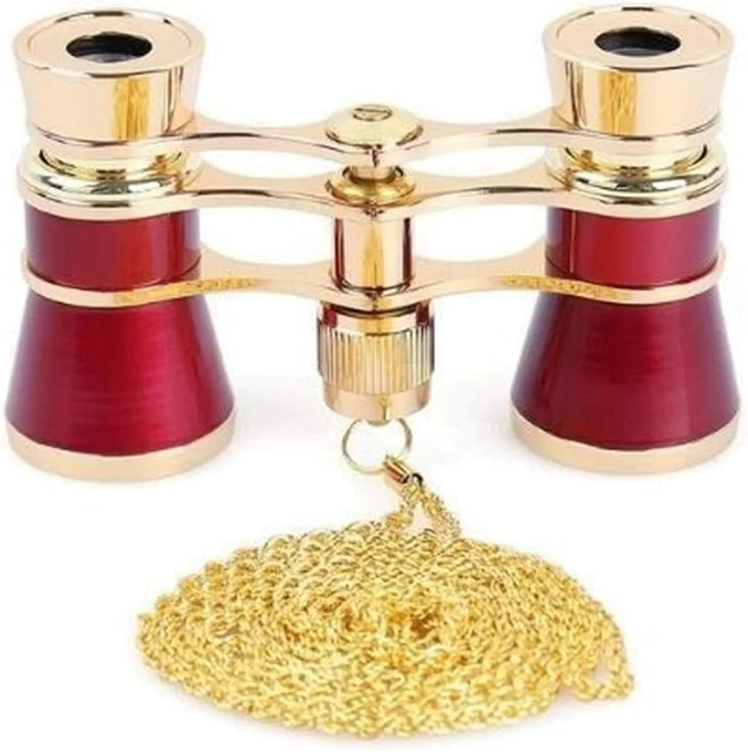 تلسکوپ تک چشمی با قدرت بالا 3X25 تلسکوپ تئاتری بدنه فلزی تاشو با زنجیر و لنز اپتیکال، دوربین دوچشمی شفاف زنانه (مشکی) (قرمز)