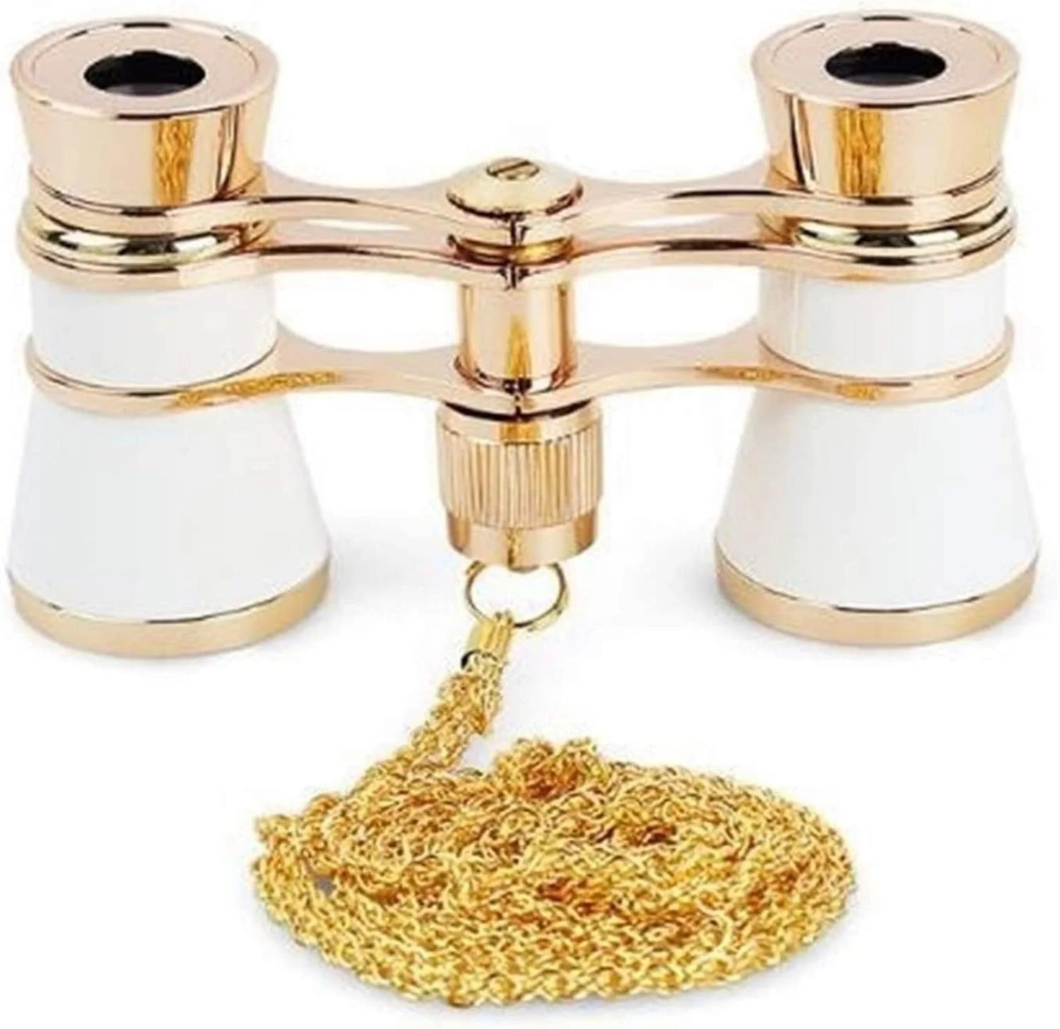 تلسکوپ تک چشمی با قدرت بالا 3X25 تاشو دوربین تئاتر بدنه فلزی با زنجیر لنزهای اپتیکال دوربین دوچشمی شفاف زنانه (مشکی) (عاجی)