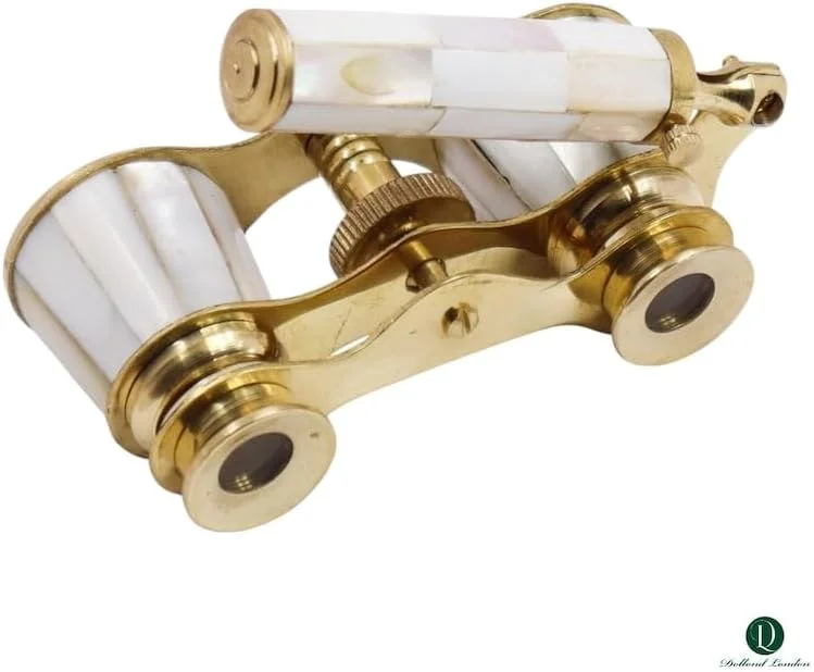 دوربین تئاتر مروارید با جعبه چوبی تزئینی، دوربین دوچشمی به سبک قدیمی