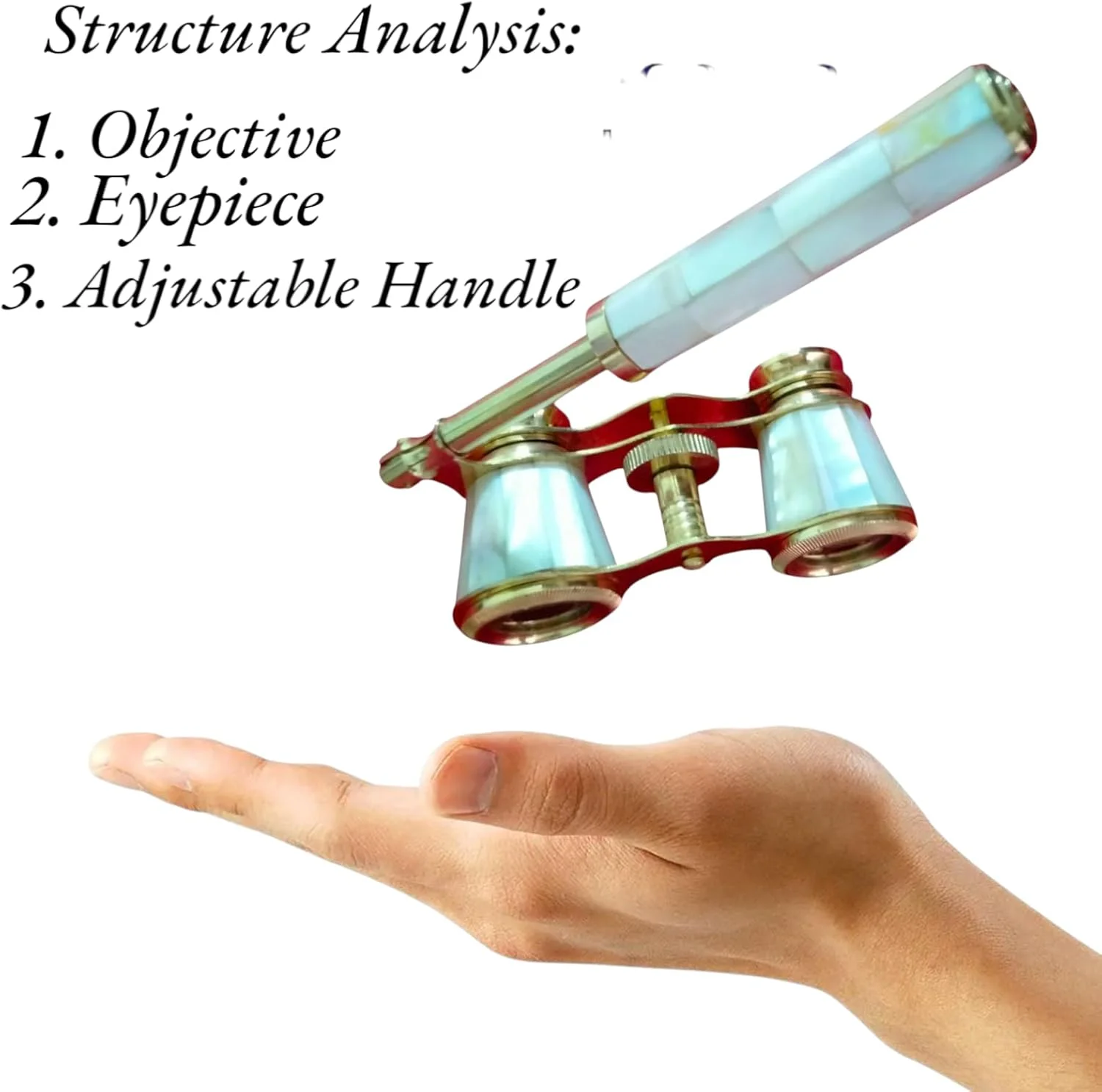 دوربین تئاتر مروارید با جعبه چوبی تزئینی، دوربین دوچشمی به سبک قدیمی