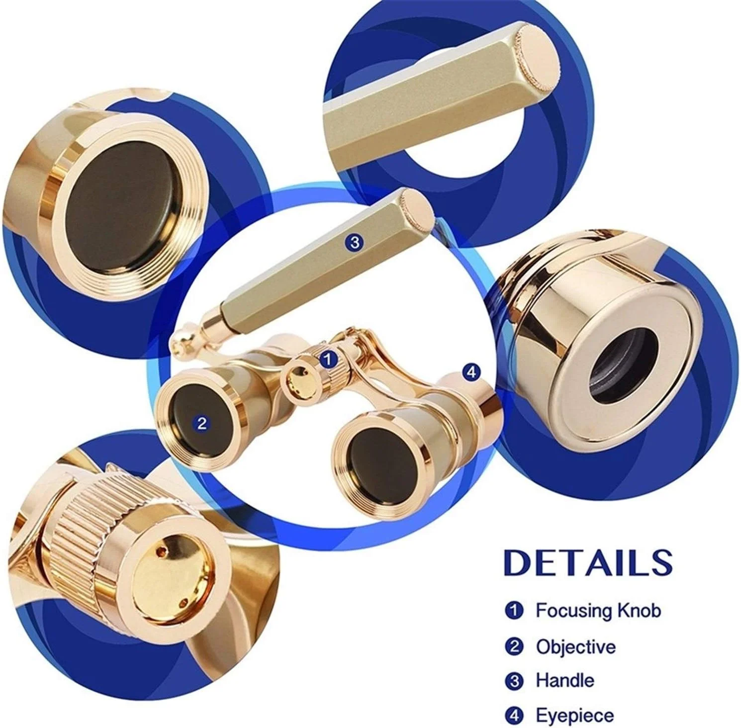 تک چشمی با بزرگنمایی 3X25، بدنه فلزی به همراه زنجیر/دسته، لنز اپتیکال، تلسکوپ تئاتری رترو مناسب بانوان و دختران