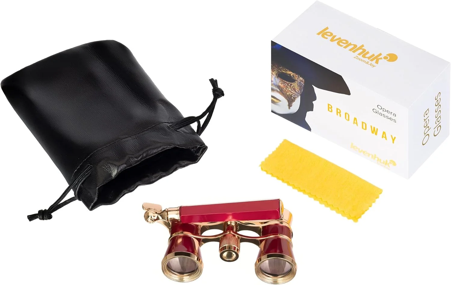 دوربین تئاتر لورنت Levenhuk Broadway 325E 3x25 - دوربین شکاری تئاتر سبک وزن و جمع و جور با دسته تلسکوپی قابل تنظیم، قرمز