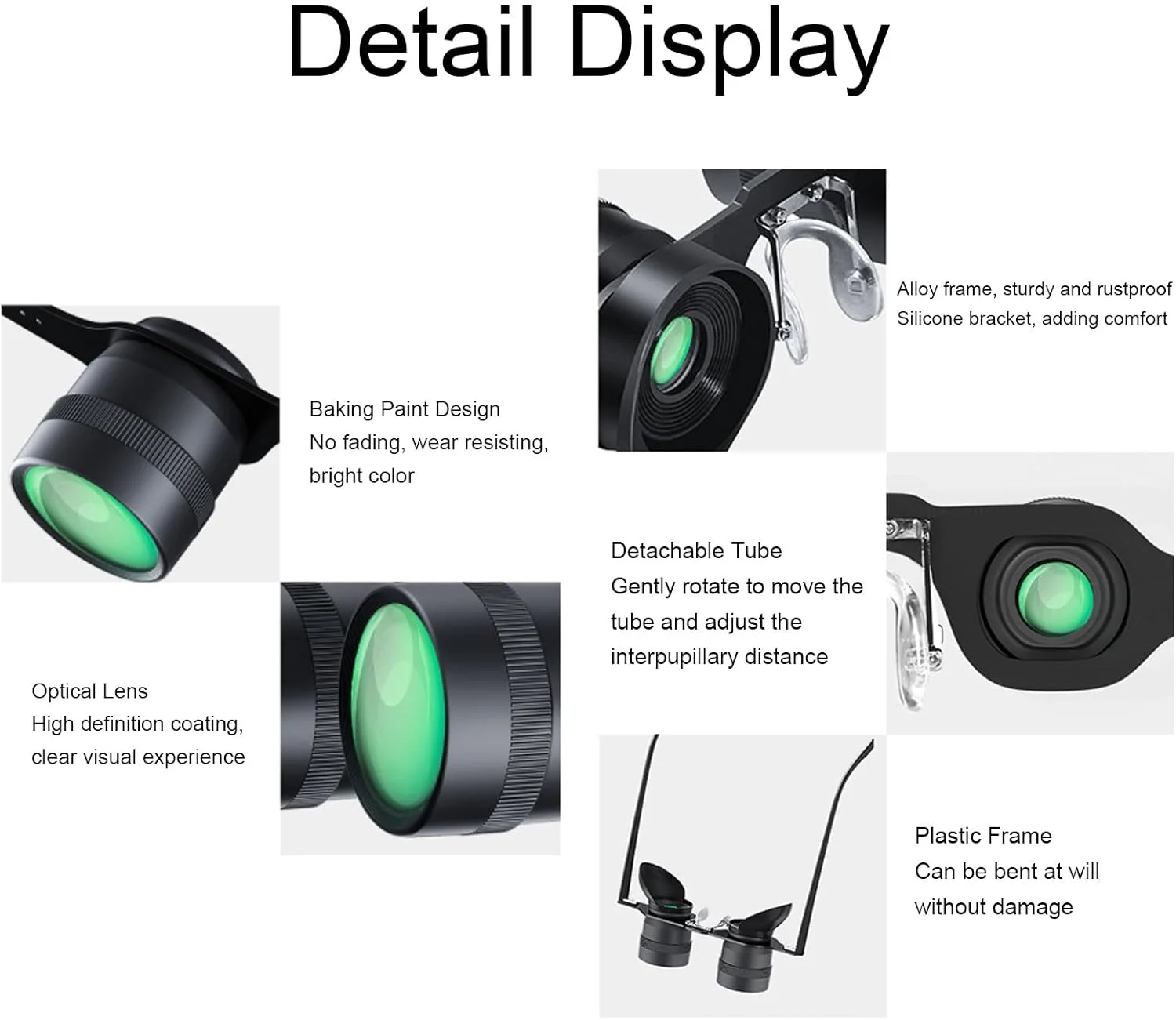 دوربین چشمی دوچشمی بدون دست برای ماهیگیری، دوربین دوچشمی اپرا 10X با جعبه نگهداری، عینک تاشو چند منظوره برای رویدادهای کنسرت ماهیگیری
