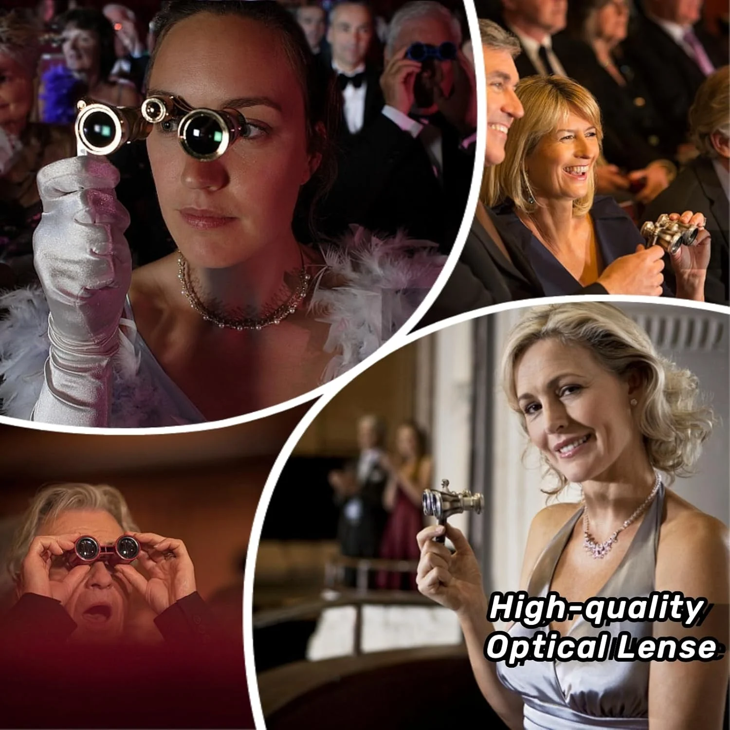 دوربین تئاتر، 3X25، جنس فلزی، طرح قدیمی و ظریف، با دسته قابل تنظیم برای بزرگسالان، کودکان و بانوان مناسب کنسرت موسیقی و سینما.