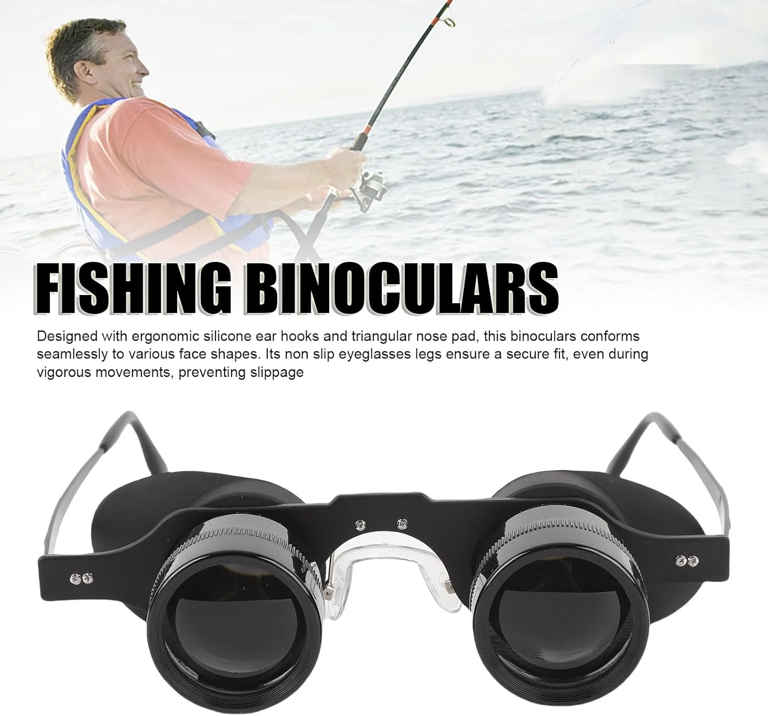 دوربین چشمی دوچشمی بدون دست برای ماهیگیری، دوربین دوچشمی اپرا 10X با جعبه نگهداری، عینک تاشو چند منظوره برای رویدادهای کنسرت ماهیگیری