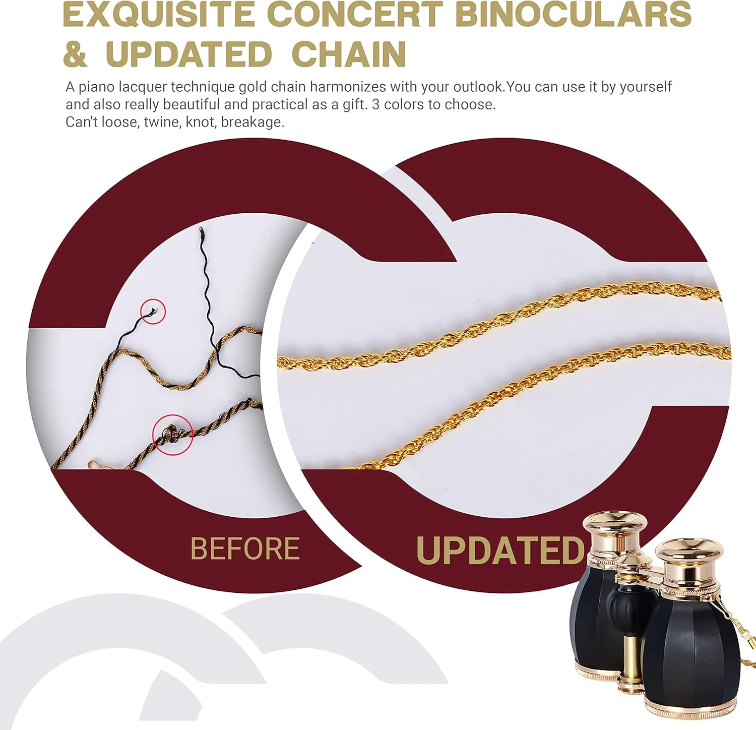 دوربین تئاتر ESSLNB، دوربین دوچشمی اپرا برای بانوان و بزرگسالان 4X30mm، جمع و جور برای تئاتر و کنسرت، دوربین های عتیقه با کیف و زنجیر جداشدنی (مشکی)