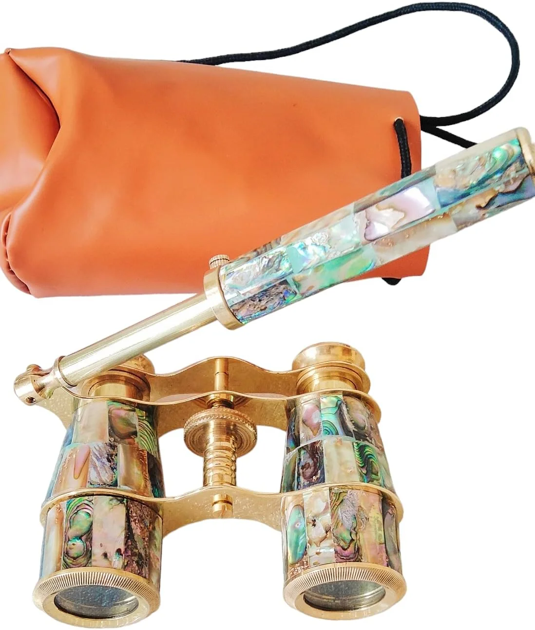 دوربین صحرایی برنجی 3x25 با صدف طبیعی سبز، دکوری دریایی و مناسب هدیه دوربین صحرایی برنجی 3x25 با صدف طبیعی سبز، دکوری دریایی و مناسب هدیه