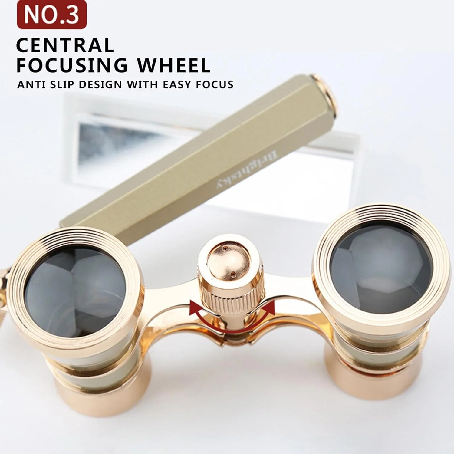 دوربین تئاتر، دوربین دوچشمی تئاتر فلزی، دوربین تئاتر با دسته قابل تنظیم، دوربین کوچک برای کنسرت، تئاتر، سینما (طلایی)