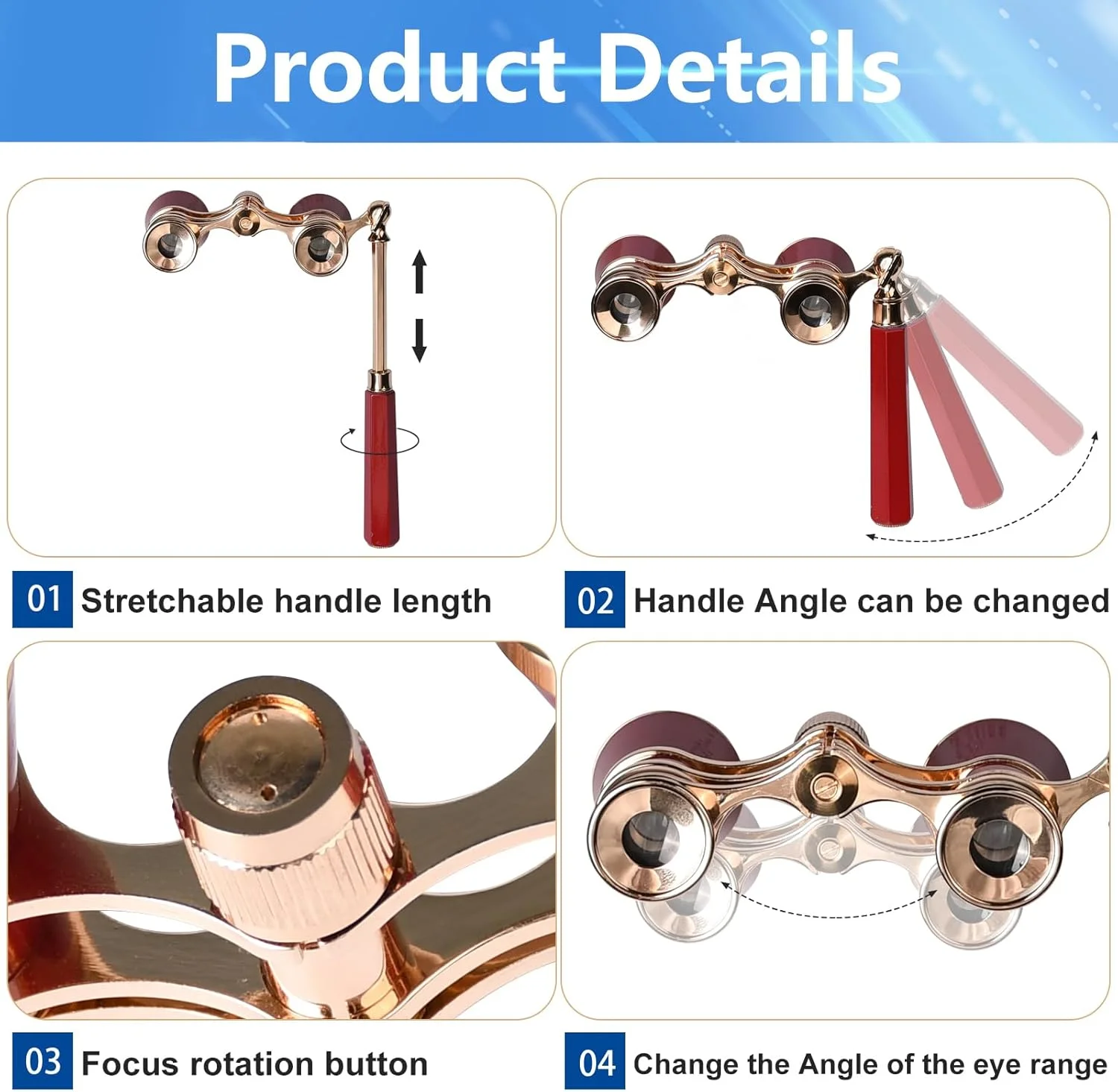 دوربین شکاری تئاتری، دوربین دوچشمی کنسرت 3X25، لنز اپتیکال با کیفیت بالا، دکمه فوکوس قابل تنظیم و دسته تلسکوپی تاشو، مناسب کنسرت موسیقی و سینما