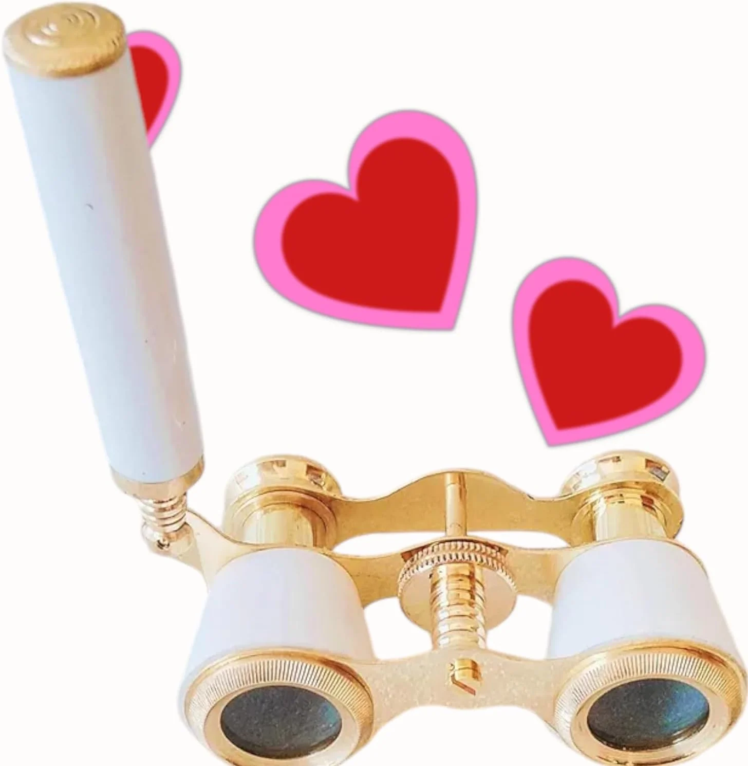 دوربین شکاری برنجی، دوربین تئاتر، دست ساز، رزین سفید، هدیه برای روز زن، روز کریسمس