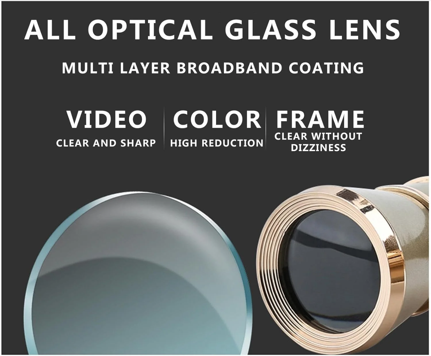 دوربین تئاتر، دوربین دوچشمی تئاتر فلزی، دوربین تئاتر با دسته قابل تنظیم، دوربین کوچک برای کنسرت، تئاتر، سینما (طلایی)