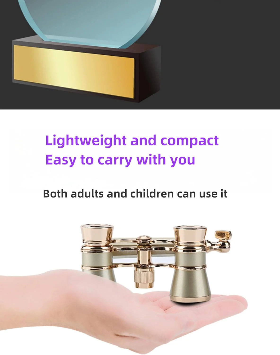 دوربین تئاتر 3x25 با دسته تاشو، قابل حمل، کلاسیک، برای کنسرت، تئاتر، سینما، اپرا، هدیه برای بانوان (مشکی)