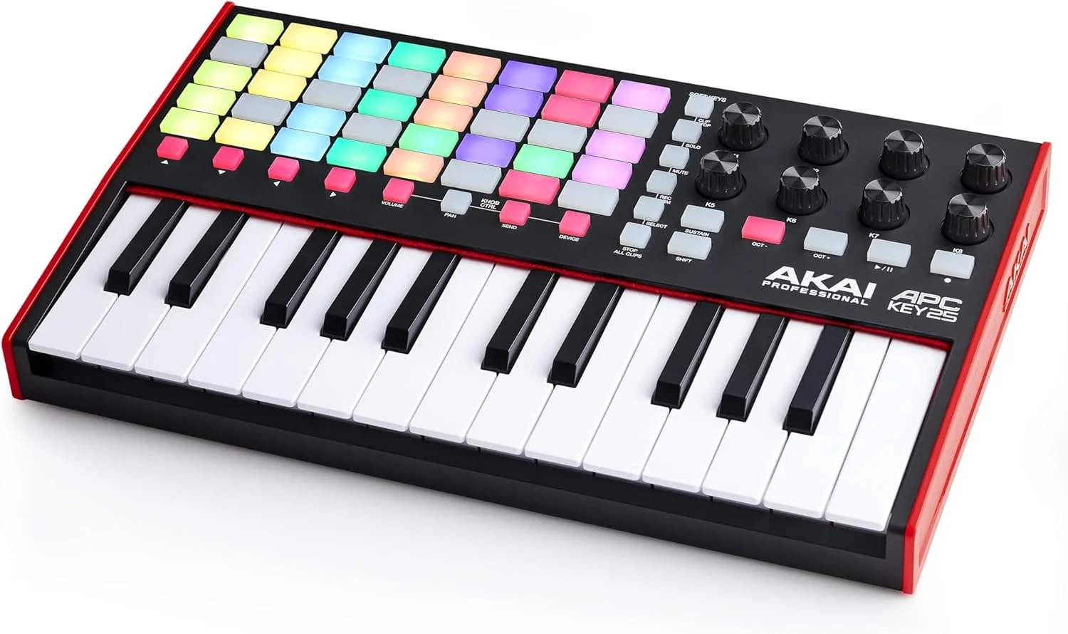 Akai Professional APC Key 25 MK2 - کنترلر صفحه کلید USB MIDI برای راه اندازی کلیپ با Ableton Live Lite، 25 کلید، 40 پد RGB و 8 دستگیره چرخشی