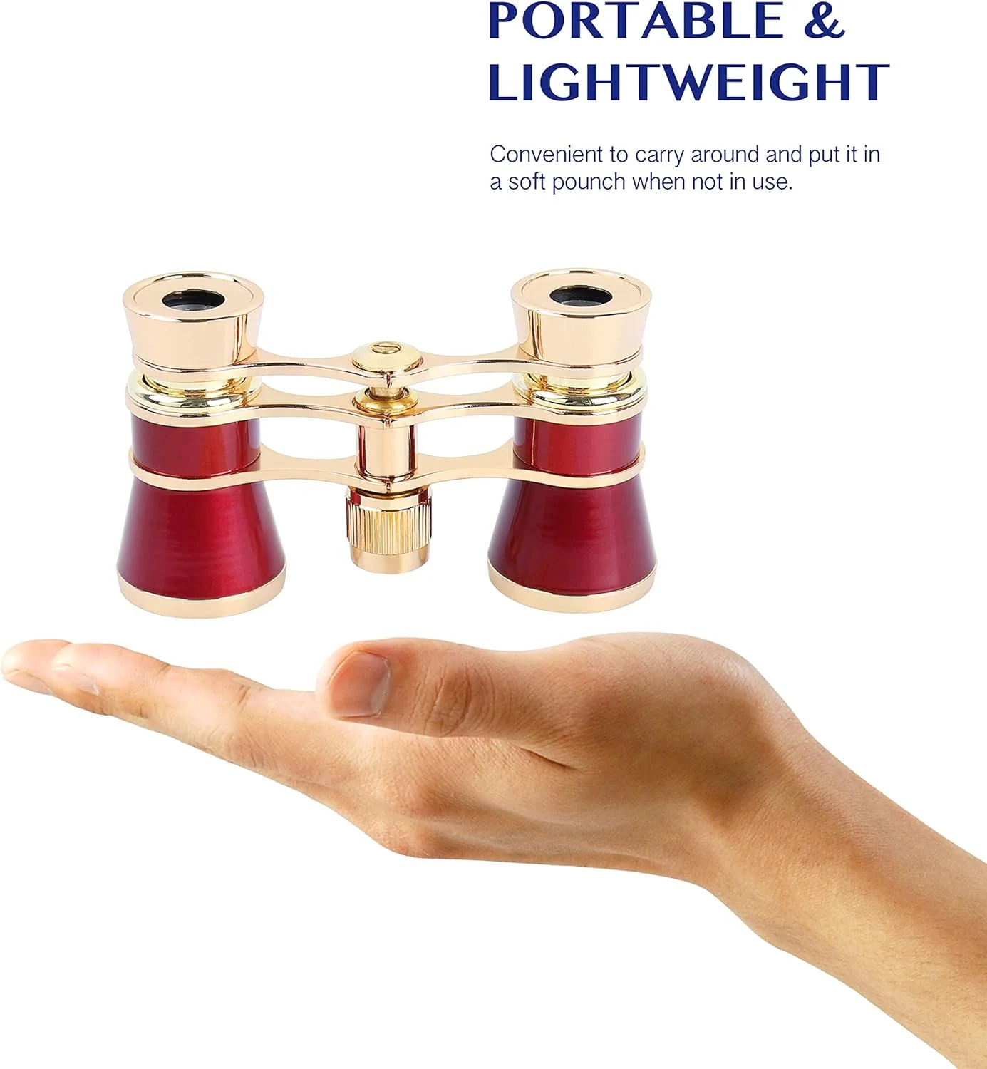 دوربین تئاتر Aomekie 3X25 با زنجیر برای بزرگسالان و بانوان، مناسب کنسرت های موسیقی (قرمز)