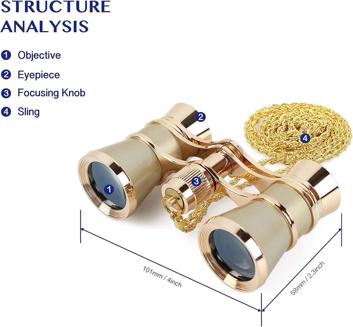 دوربین تئاتر Aomekie 3X25 با زنجیر طلایی، مینی دوربین جمع و جور برای بزرگسالان و بانوان در کنسرت های موسیقی