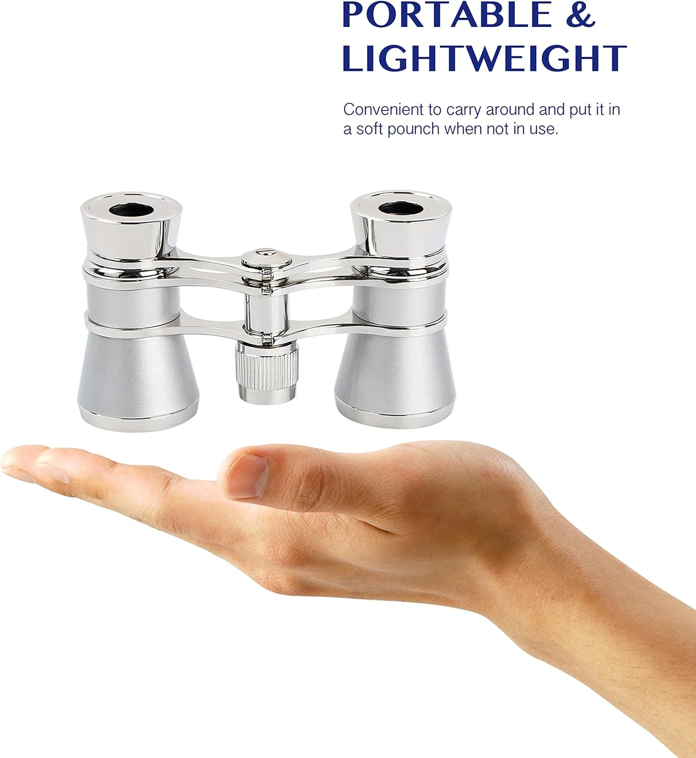 دوربین تئاتر Aomekie، 3X25، دوربین کوچک جمع و جور با زنجیر برای بزرگسالان و بانوان در کنسرت موسیقی (نقره ای)