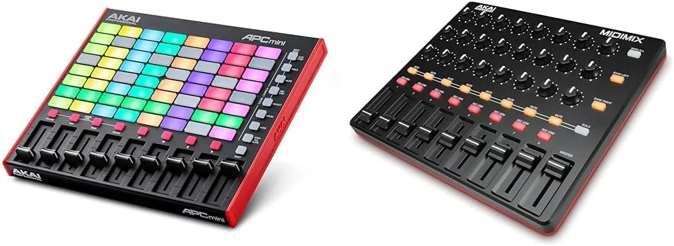 Akai Professional APC Mini MK2 - کنترلر پد MIDI USB برای اجرای کلیپ با Ableton Live Lite، 64 پد RGB و Midimix حرفه ای - میکسر MIDI قابل تنظیم و قابل حمل و کنترلر DAW