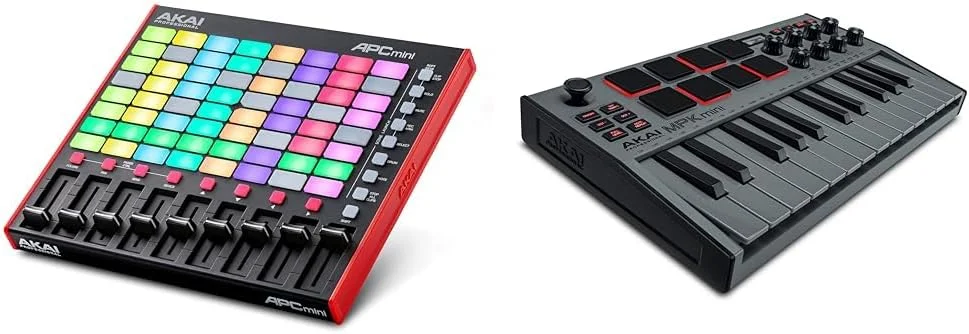 Akai Professional APC Mini MK2 - کنترلر پد USB MIDI برای اجرای کلیپ با Ableton Live Lite و AKAI Professional MPK Mini MK3 – کنترلر کیبورد USB MIDI با 25 کلید