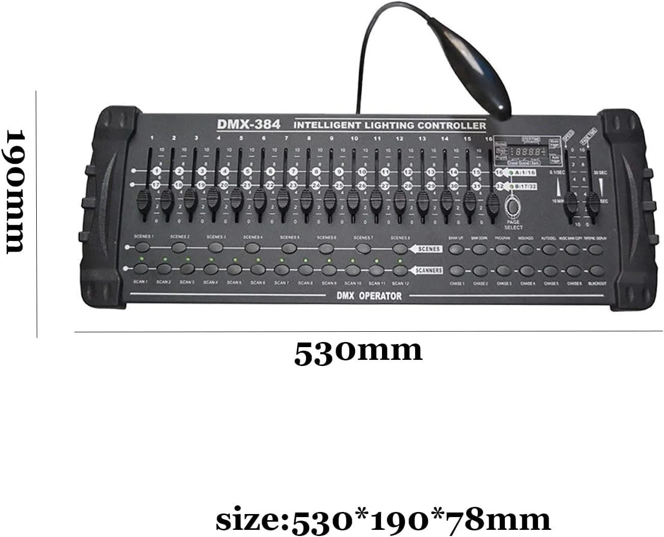 کنسول DMX 384 A/b، کنترلر DJ مدل DMX-512 – کنترل 24 دستگاه با 16 کانال DMX، قابل برنامه ریزی، تقویت کننده داخلی، صفحه نمایش دیجیتال LED، برای دی جی های حرفه ای، کلوپ های صحنه، A کنسول DMX 384 A/b، کنترلر DJ مدل DMX-512 – کنترل 24 دستگاه با 16 کانال DMX، قابل برنامه ریزی، تقویت کننده داخلی، صفحه نمایش دیجیتال LED، برای دی جی های حرفه ای، کلوپ های صحنه، A