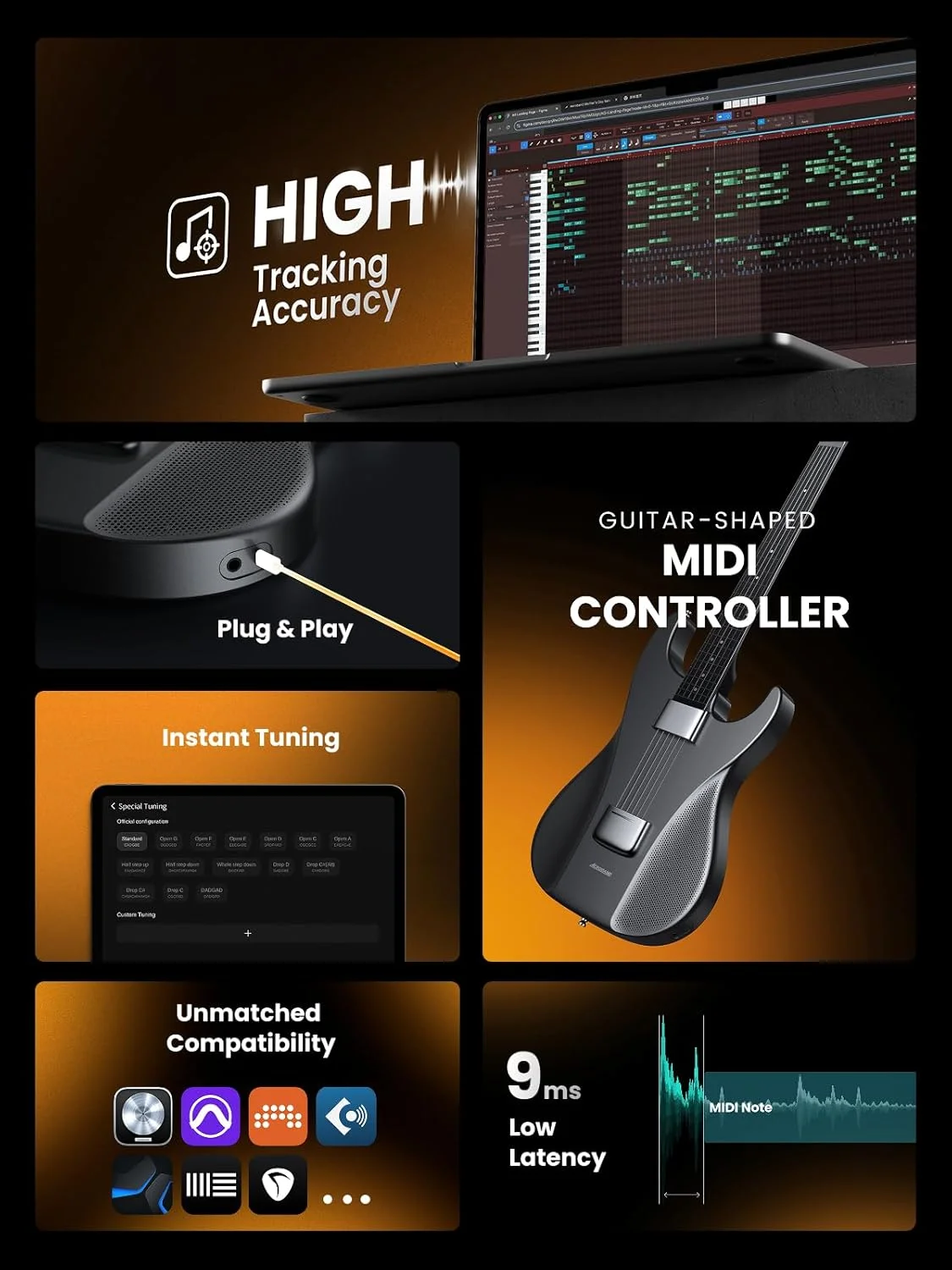 کنترلر میدی AEROBAND در اندازه کامل، برای ساخت موسیقی (همراه با کیف) مشکی کنترلر میدی AEROBAND در اندازه کامل، برای ساخت موسیقی (همراه با کیف) مشکی