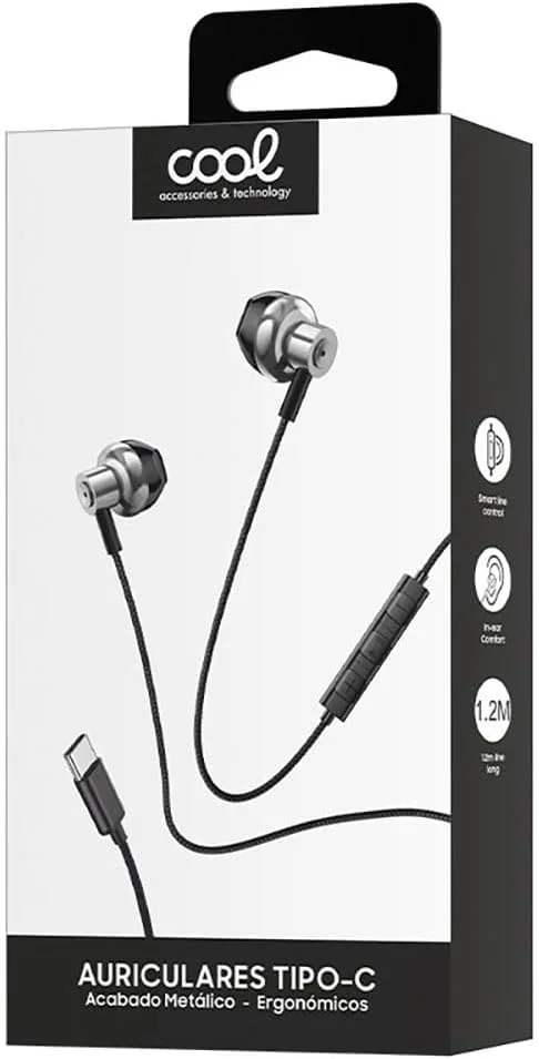 هدفون استریو خنک نوع C با میکروفون (فلزی)، نقره ای