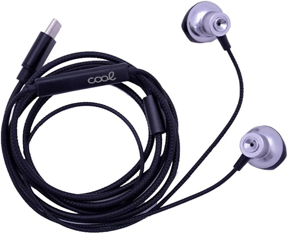 هدفون استریو خنک نوع C با میکروفون (فلزی)، نقره ای