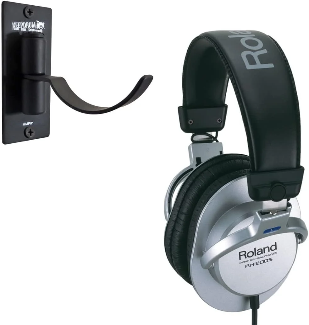 هدفون مانیتور رولند RH-200S نقره ای + نگهدارنده دیواری هدفون keepdrum