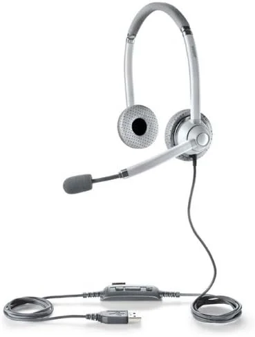 هدفون دو گوش سیم دار Jabra UC 750 Light Voice Duo با میکروفون (عملکرد عمومی، دو گوشی، سیم دار، USB) نقره ای