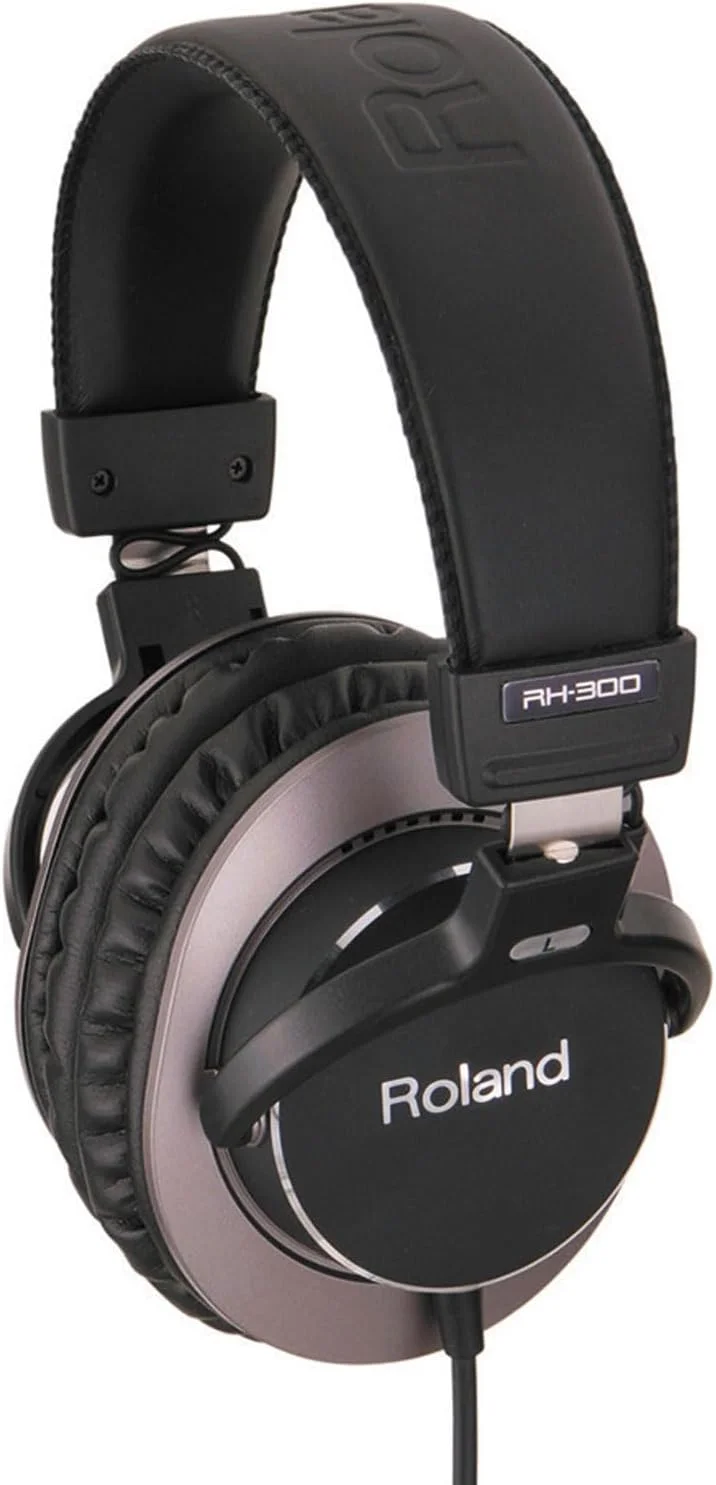 هدفون استودیویی بسته رولند RH-300 مشکی-نقره ای + کابل افزایش طول 3 متری keepdrum