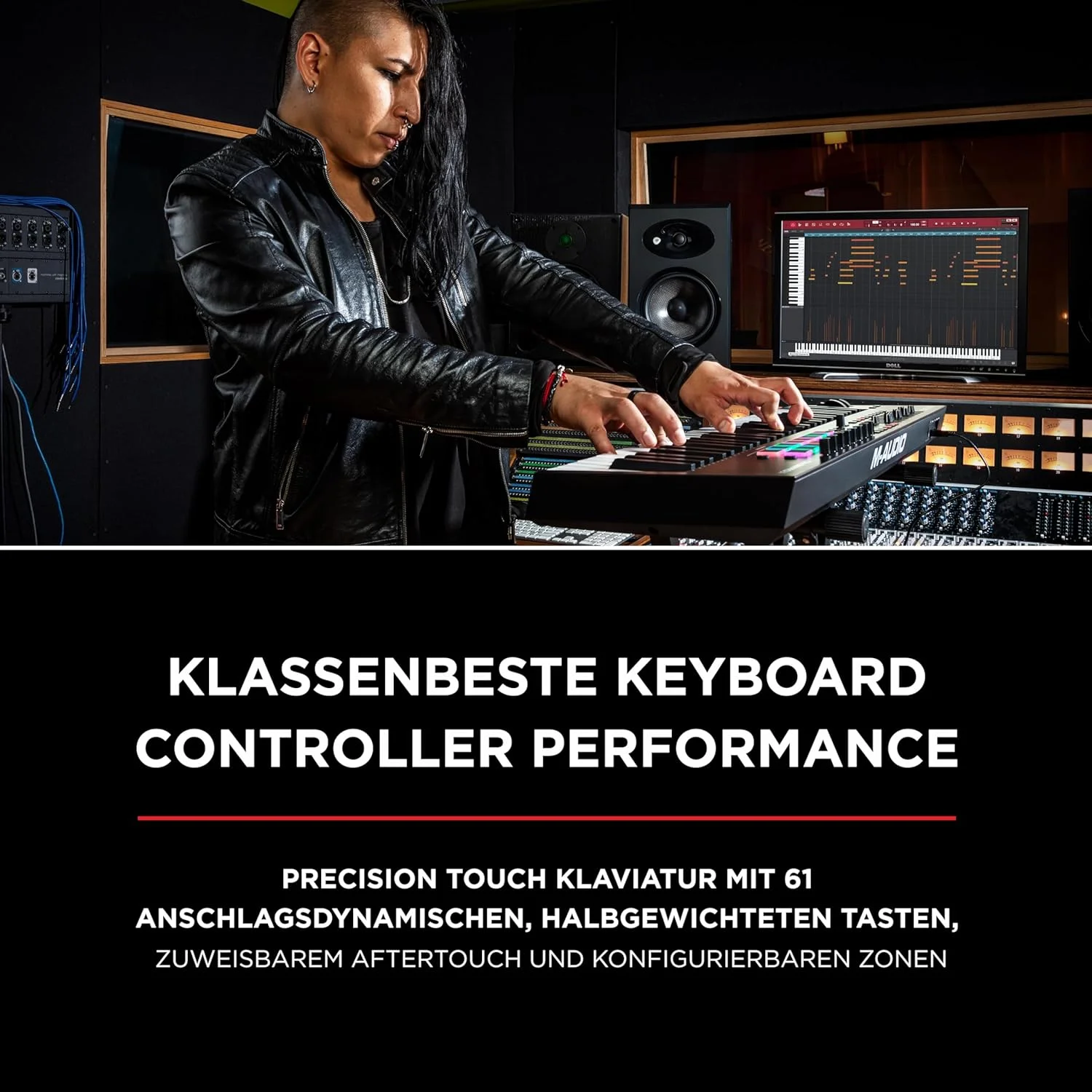 M-AUDIO Oxygen Pro 61 و کنترلر کیبورد MIDI USB با 61 کلاویه و پدهای ضرب و هدفون استودیویی Over-Ear HDH40 با کابل 2.7 متری برای مانیتورینگ استودیویی