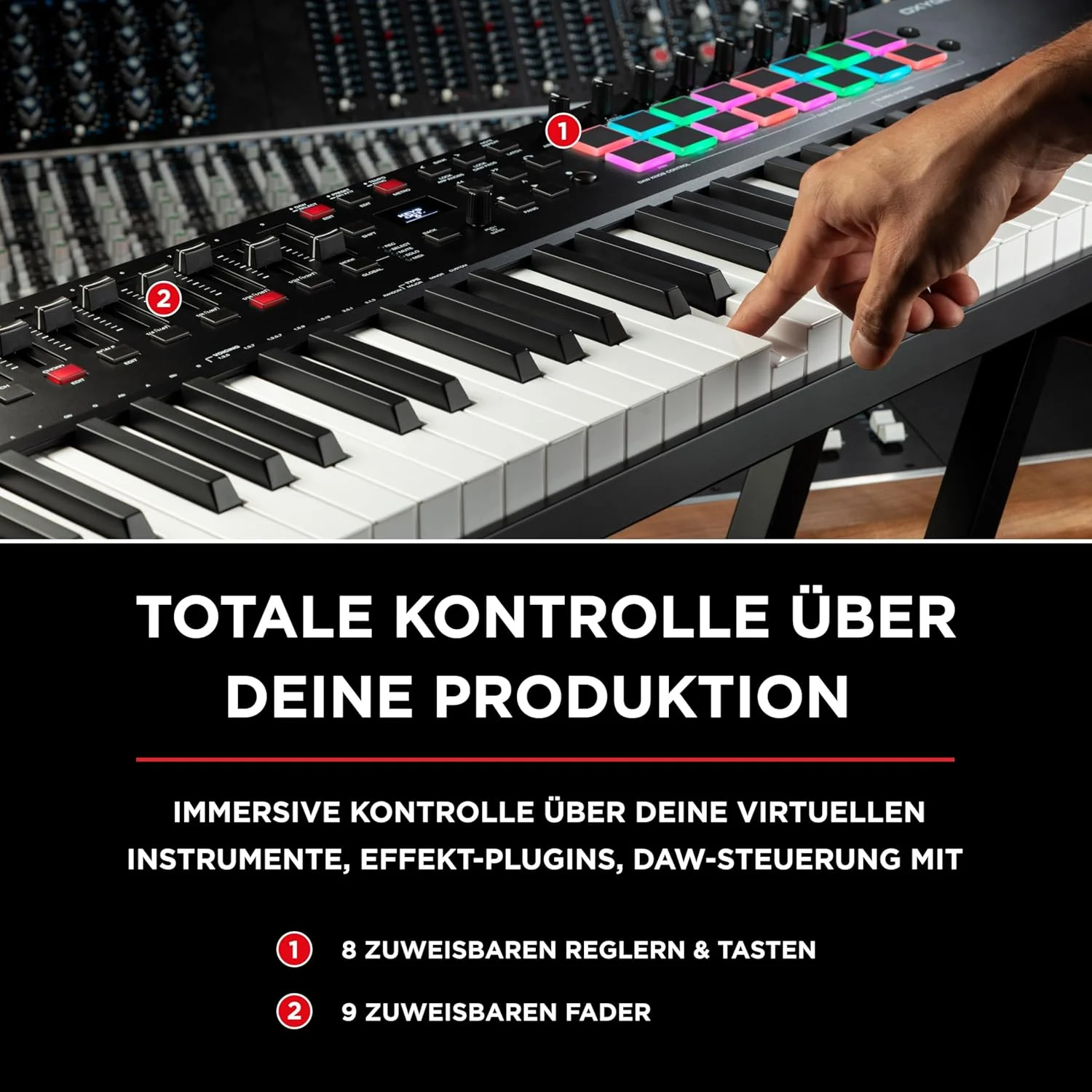 M-AUDIO Oxygen Pro 61 و کنترلر کیبورد MIDI USB با 61 کلاویه و پدهای ضرب و هدفون استودیویی Over-Ear HDH40 با کابل 2.7 متری برای مانیتورینگ استودیویی