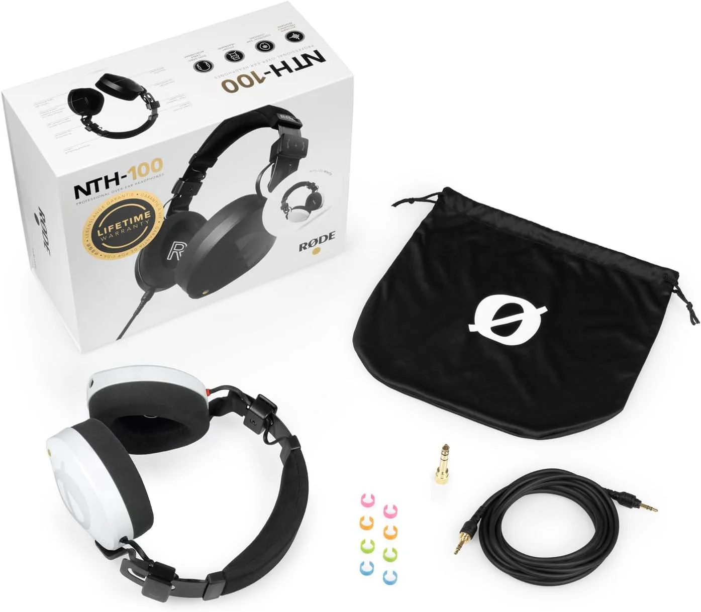 هدفون استودیویی پشت بسته Rode NTH-100 سفید + نگهدارنده دیواری keepdrum