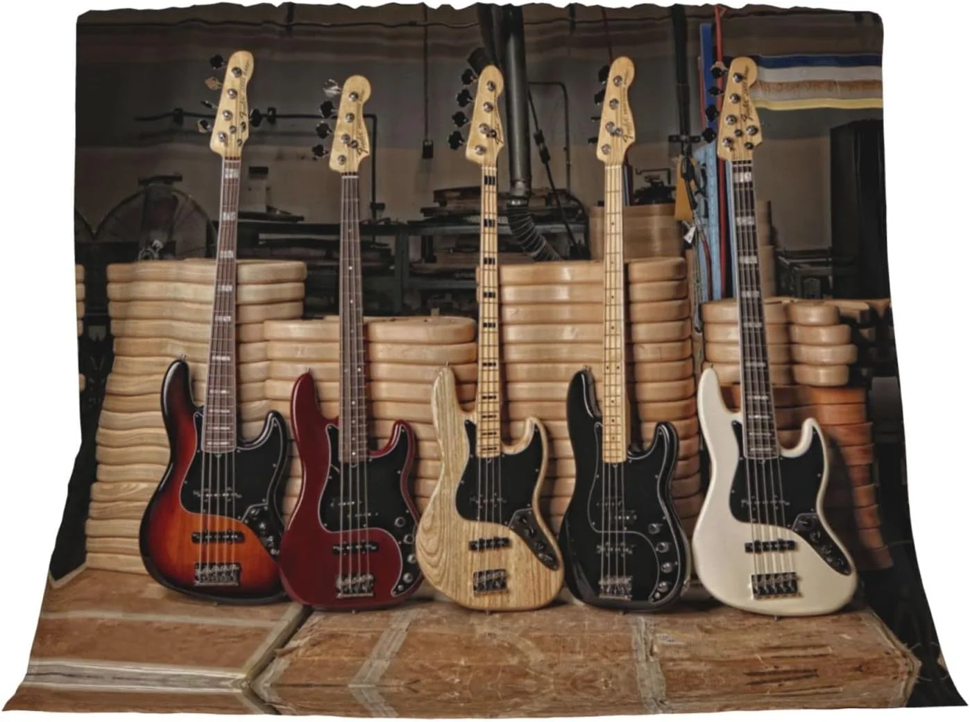 پتو فلانل طرح گیتار، بیس، آلات موسیقی، مناسب برای مبل، تخت، کمپینگ، مسافرت، پتو میکروفایبر فوق العاده نرم و راحت