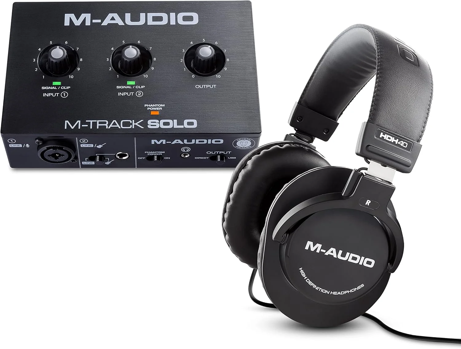 M-Audio M-Track Solo & HDH40 – کارت صدای USB برای ضبط صدا و هدفون استودیویی روگوشی