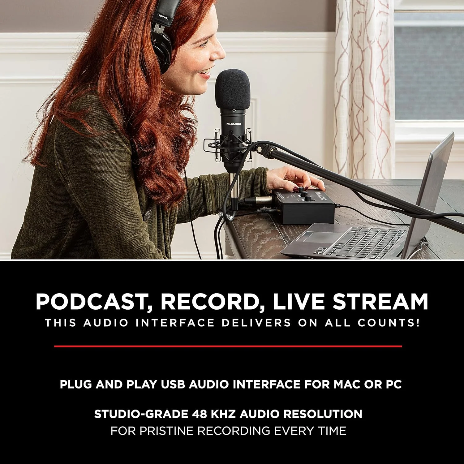 M-Audio M-Track Solo & HDH40 – کارت صدای USB برای ضبط صدا و هدفون استودیویی روگوشی