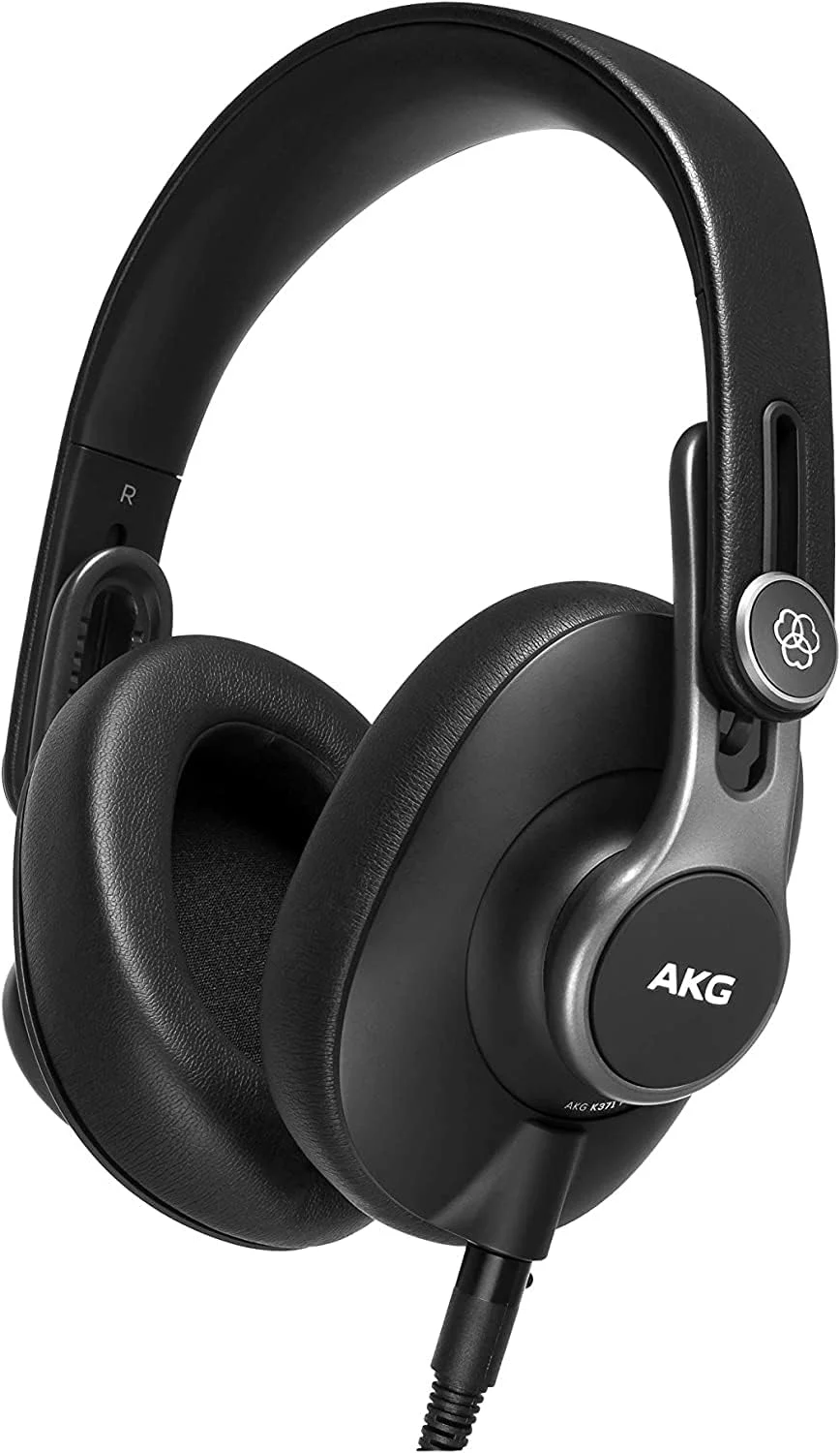 هدفون استودیویی AKG K371، هدفون دور گوشی بسته برای کاربردهای حرفه ای، سبک و تاشو با لولاهای 8 حالته، بالشتک های گوشی عایق با کیفیت بالا - مشکی