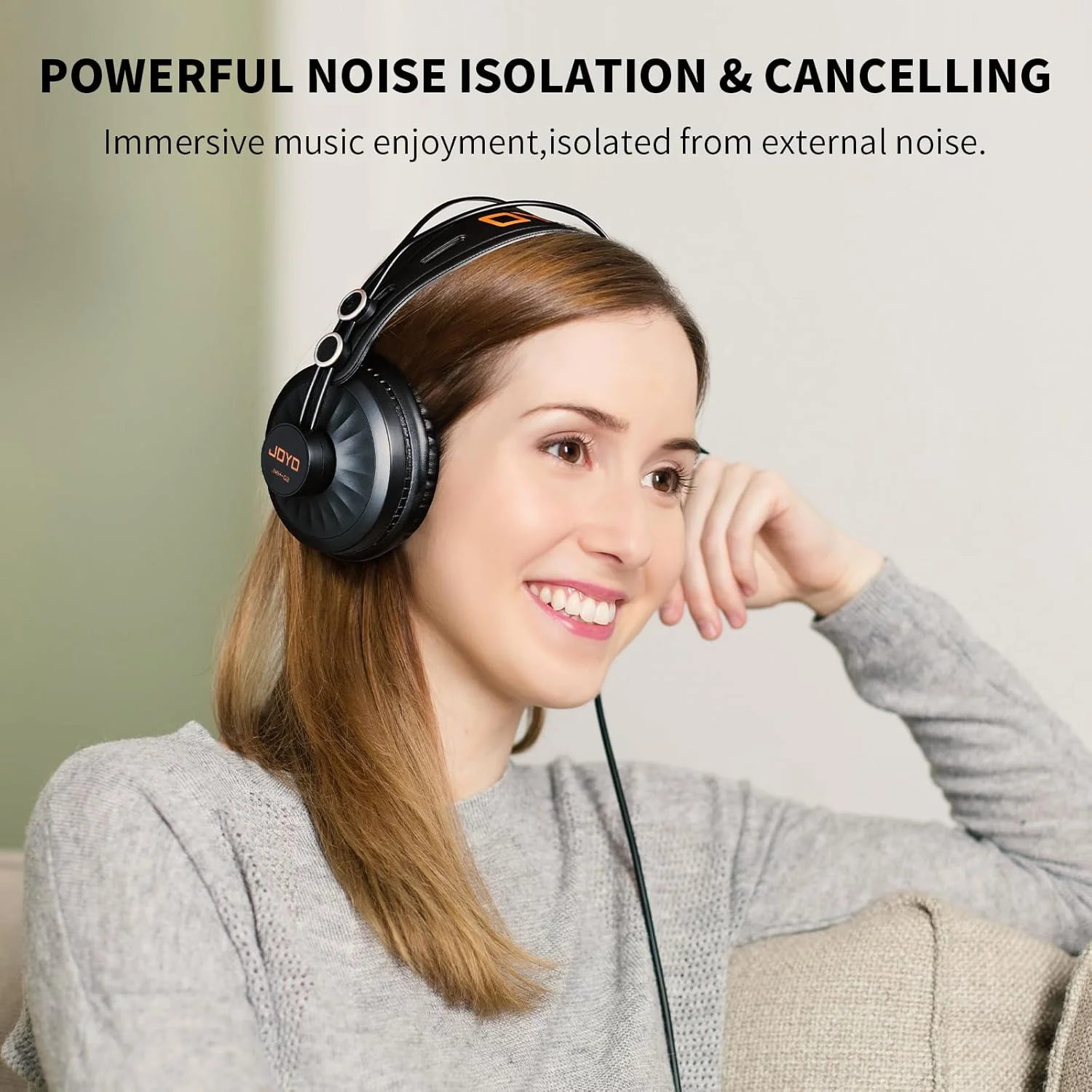 هدفون استودیویی JOYO، هدفون مانیتور برای ضبط صدا، حذف نویز Over-Ear، مناسب برای گیتار، موبایل، میکسر، آمپلی فایر، پادکست، دی جی، کیبورد و پیانو (JMH-02)