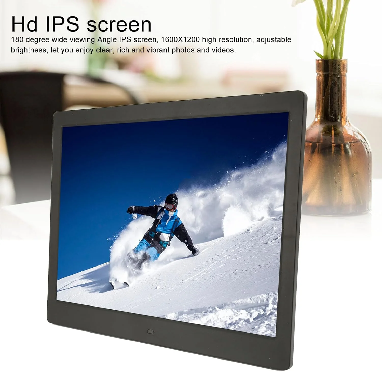 قاب عکس دیجیتال هوشمند 16 اینچی Bewinner، صفحه نمایش 4:3 با رزولوشن 1600X1200، قاب عکس الکترونیکی با کنترل از راه دور، تقویم زمان پخش موسیقی و ویدیو (مشکی)