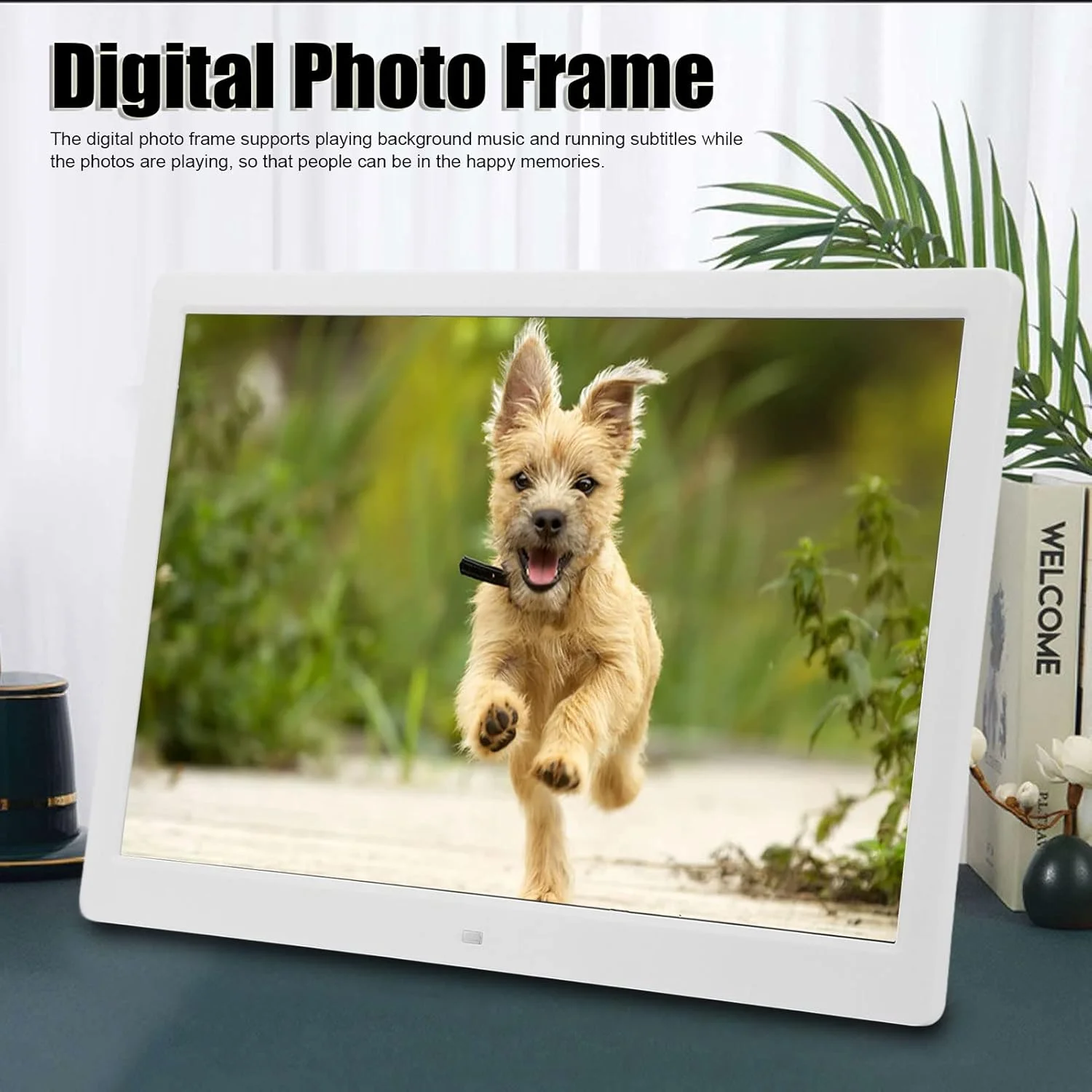 قاب عکس دیجیتال هوشمند Bewinner 15.4 اینچی، صفحه نمایش LED HD با حافظه 16 گیگابایتی - قاب عکس دارای WiFi با قابلیت اشتراک گذاری عکس از طریق برنامه، چرخش خودکار برای خانه، دفتر، دوستان و خانواده