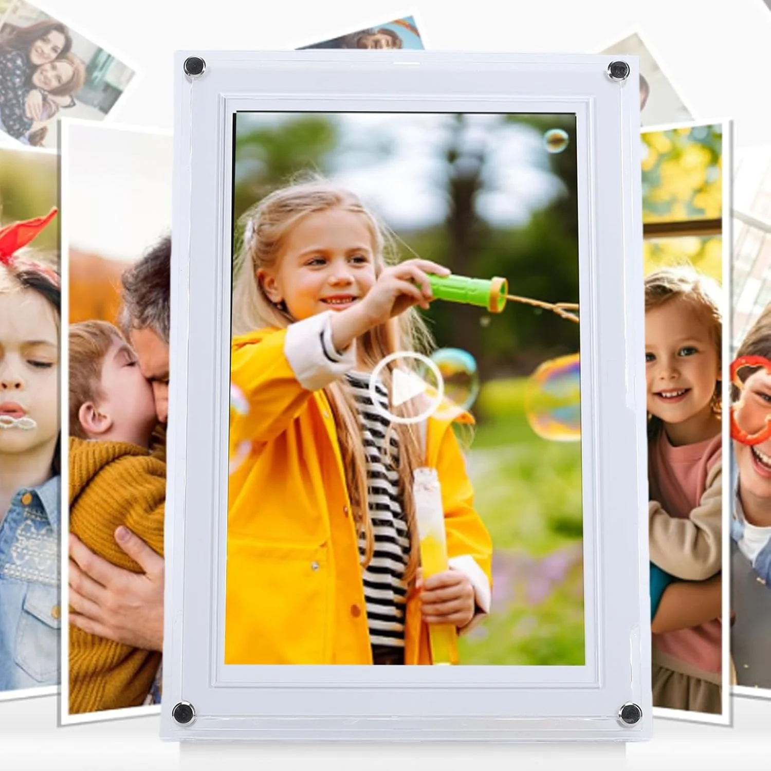 قاب عکس دیجیتال وای فای Bewinner، قاب عکس ابری هوشمند 10.1 اینچی با صفحه نمایش HD 1280x800 چرخش خودکار، حافظه 32 گیگابایتی، پخش موسیقی و ویدیو، هدیه (سفید)