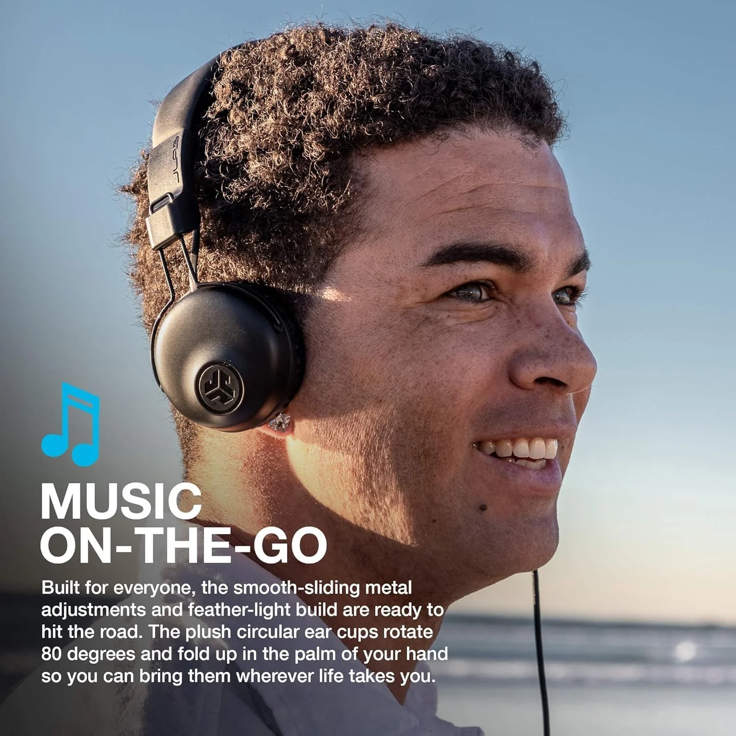 هدفون های استودیویی JLab، هدفون های سیمی روگوشی با صدای C3 برای کیفیت صدای شفاف، بالشتک های گوشی با چرم مصنوعی فوق العاده نرم و فوم ابری، مشکی