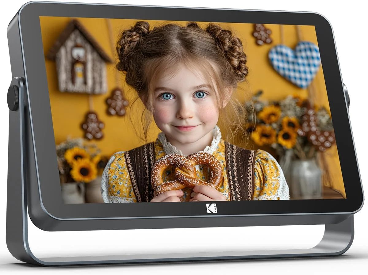 قاب عکس دیجیتال بی سیم کداک با باتری 4000 میلی آمپر ساعتی، صفحه نمایش لمسی 10.1 اینچی 1920x1200 G+G IPS، حافظه 32 گیگابایتی، چرخش خودکار، برنامه کداک، هدیه برای بانوان
