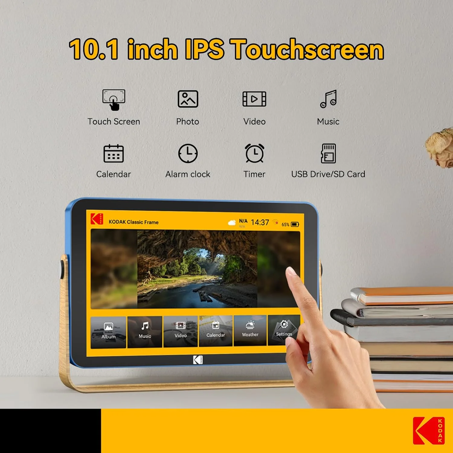 قاب عکس دیجیتال 10 اینچی کوداک با قابلیت شارژ مجدد و وای فای، 16 گیگابایت رم، قاب عکس الکترونیکی وای فای با قابلیت پخش عکس/فیلم/تقویم/ساعت زنگ دار/آب و هوا و به روز رسانی موقعیت مکانی، RCF-108 آبی قاب عکس دیجیتال 10 اینچی کوداک با قابلیت شارژ مجدد و وای فای، 16 گیگابایت رم، قاب عکس الکترونیکی وای فای با قابلیت پخش عکس/فیلم/تقویم/ساعت زنگ دار/آب و هوا و به روز رسانی موقعیت مکانی، RCF-108 آبی