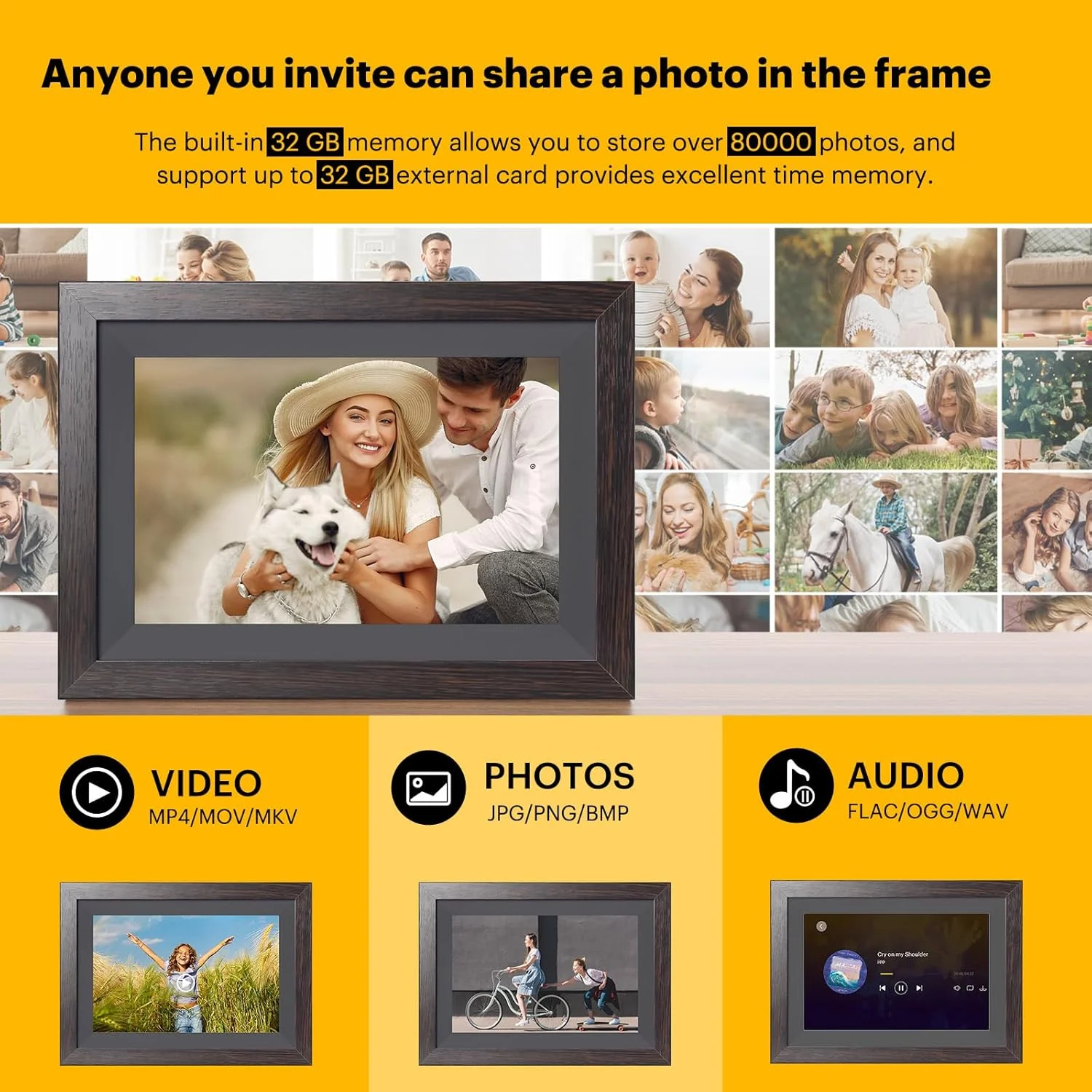 قاب عکس دیجیتال کداک، قاب عکس دیجیتال وای فای، 10.1 اینچ 32 گیگابایت، صفحه نمایش لمسی 1280 x 800 HD IPS، چرخش خودکار، اشتراک گذاری عکس ها و فیلم ها از طریق برنامه کداک قاب عکس دیجیتال کداک، قاب عکس دیجیتال وای فای، 10.1 اینچ 32 گیگابایت، صفحه نمایش لمسی 1280 x 800 HD IPS، چرخش خودکار، اشتراک گذاری عکس ها و فیلم ها از طریق برنامه کداک