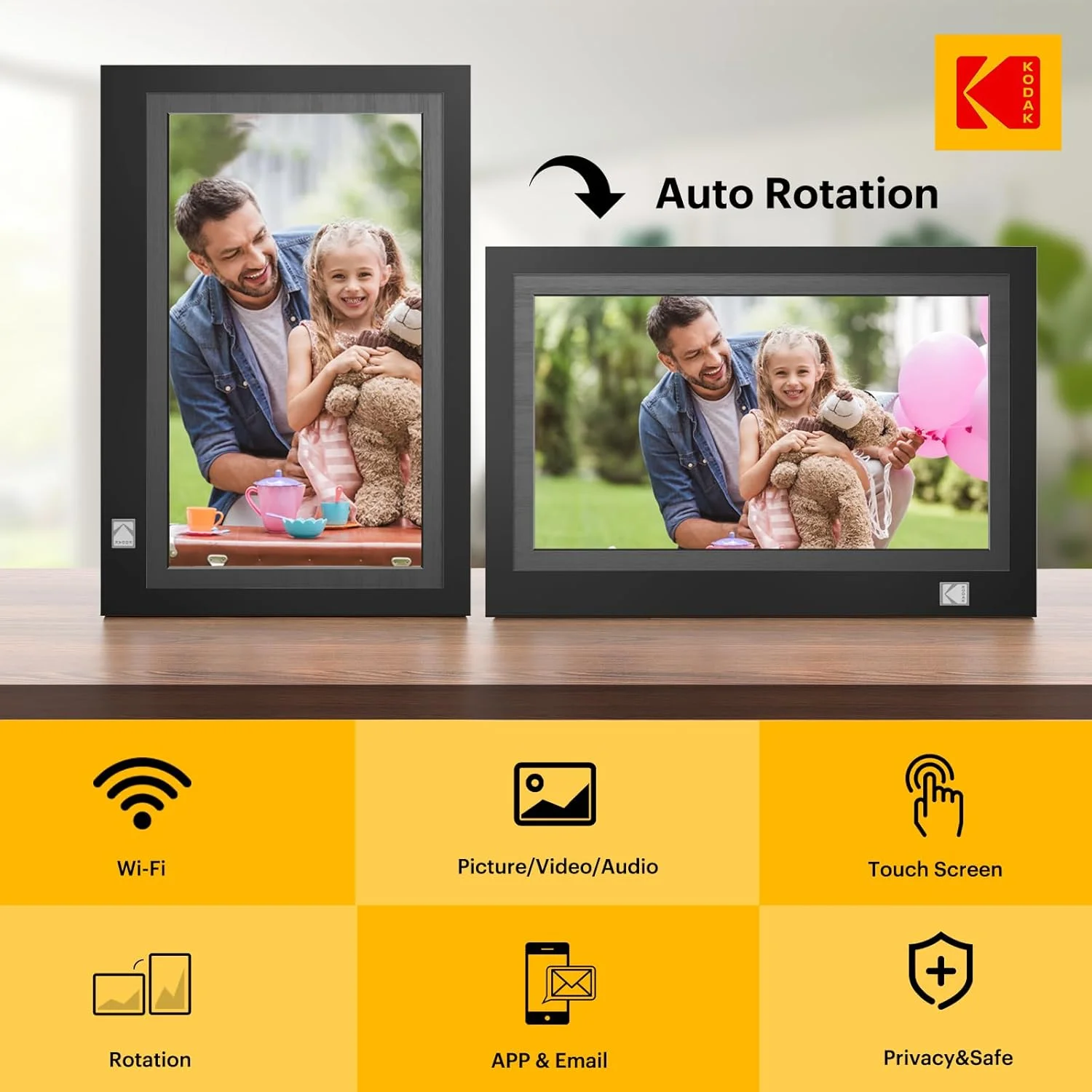 قاب عکس دیجیتال وای فای KODAK، صفحه نمایش لمسی 11.6 اینچی IPS FHD با رزولوشن 1900 * 1080 و حافظه 32 گیگابایتی، راه اندازی آسان برای به اشتراک گذاری عکس ها یا فیلم ها، بهترین هدیه برای خانواده و دوستان (مشکی) قاب عکس دیجیتال وای فای KODAK، صفحه نمایش لمسی 11.6 اینچی IPS FHD با رزولوشن 1900 * 1080 و حافظه 32 گیگابایتی، راه اندازی آسان برای به اشتراک گذاری عکس ها یا فیلم ها، بهترین هدیه برای خانواده و دوستان (مشکی)