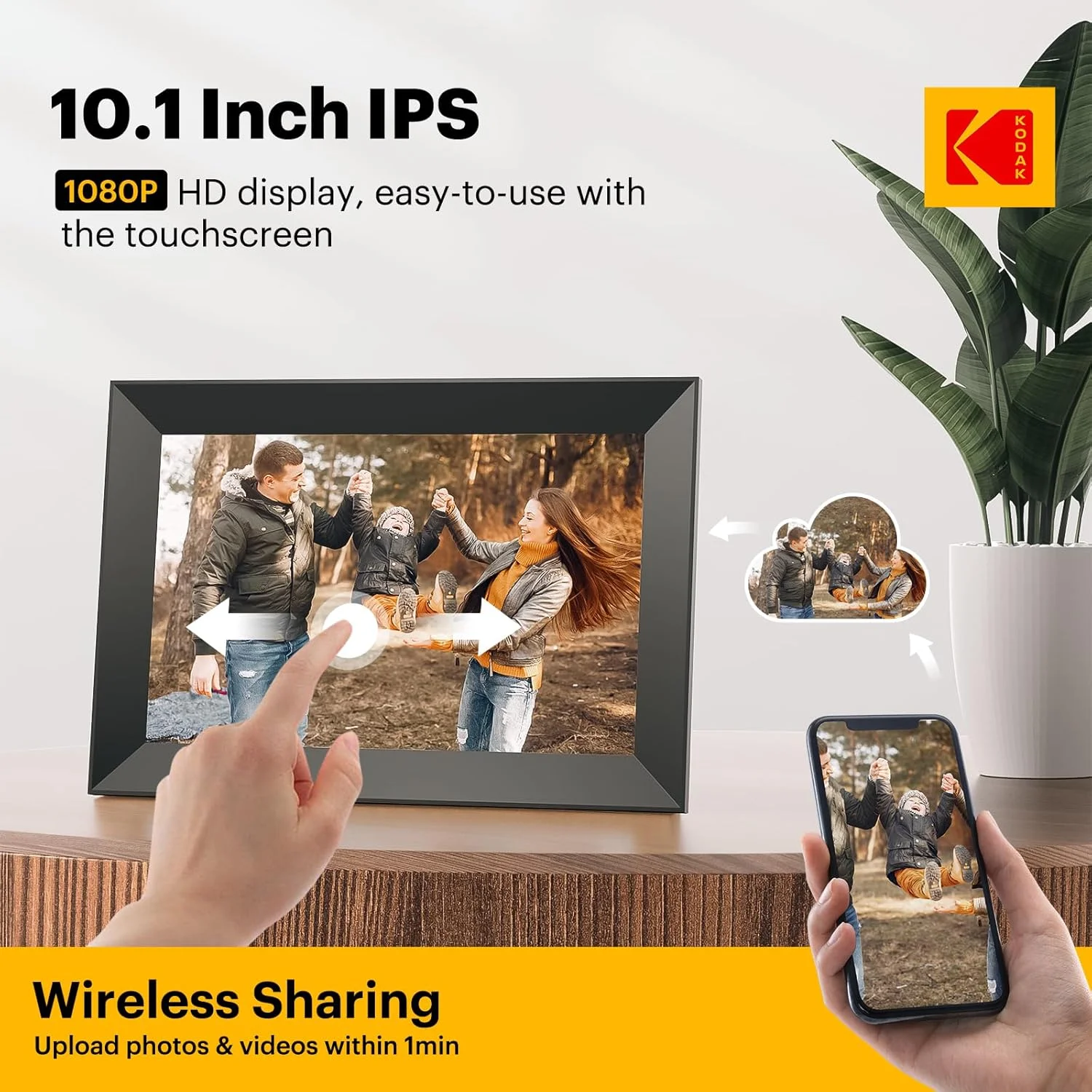 قاب عکس دیجیتال کداک وای فای 10.1 اینچی HD IPS با صفحه لمسی، حافظه 32 گیگابایتی، چرخش خودکار تصویر، اشتراک گذاری عکس یا فیلم از طریق برنامه، مشکی قاب عکس دیجیتال کداک وای فای 10.1 اینچی HD IPS با صفحه لمسی، حافظه 32 گیگابایتی، چرخش خودکار تصویر، اشتراک گذاری عکس یا فیلم از طریق برنامه، مشکی