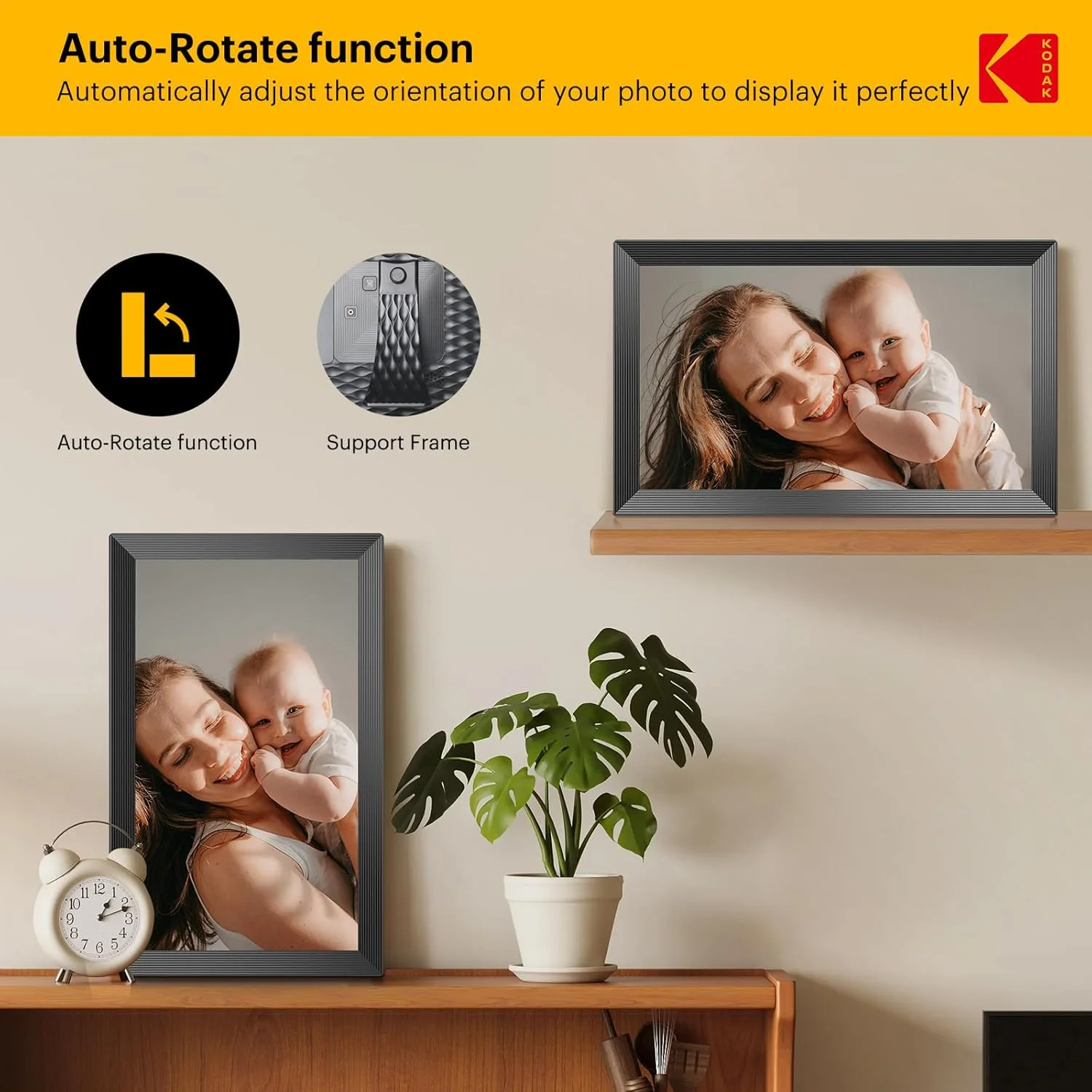 قاب عکس دیجیتال وای فای KODAK، صفحه نمایش لمسی 15.6 اینچی HD IPS، حافظه 32 گیگابایتی، چرخش خودکار تصویر، اشتراک گذاری عکس ها یا فیلم ها از طریق برنامه، مشکی قاب عکس دیجیتال وای فای KODAK، صفحه نمایش لمسی 15.6 اینچی HD IPS، حافظه 32 گیگابایتی، چرخش خودکار تصویر، اشتراک گذاری عکس ها یا فیلم ها از طریق برنامه، مشکی