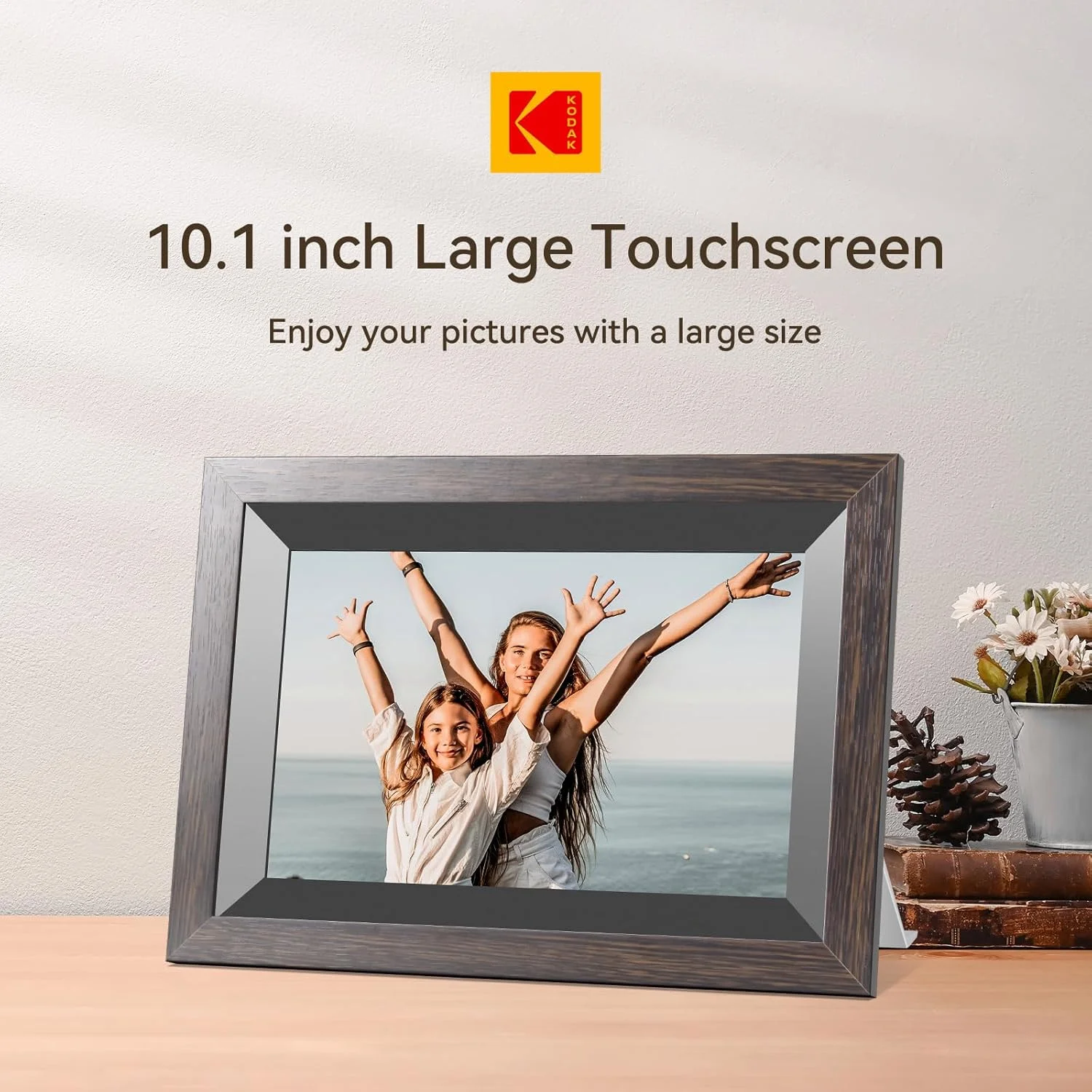 قاب عکس دیجیتال وای فای 10.1 اینچی KODAK با حافظه 32 گیگابایتی، صفحه نمایش لمسی IPS هوشمند 1280x800، چرخش خودکار، اشتراک گذاری قاب عکس دیجیتال وای فای 10.1 اینچی KODAK با حافظه 32 گیگابایتی، صفحه نمایش لمسی IPS هوشمند 1280x800، چرخش خودکار، اشتراک گذاری
